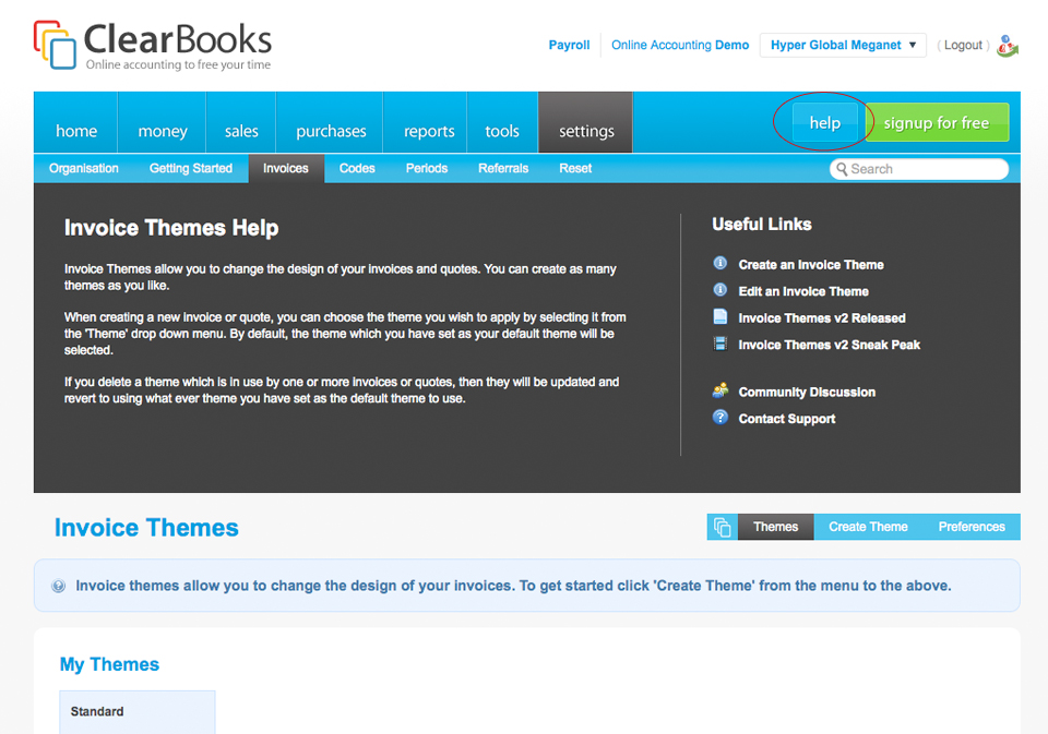 Clear Books Integrated Help Panel