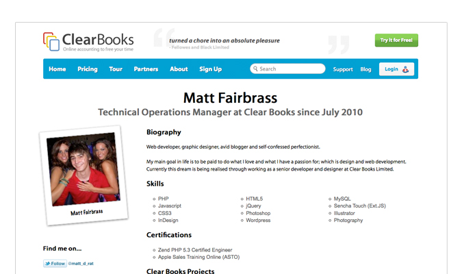 Clear Books Team Profiles - Matt Fairbrass